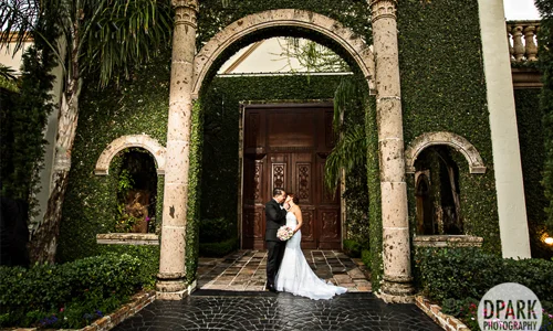 Bride and Groom at the Garden Archway Entrance, The Bell Tower on 34th